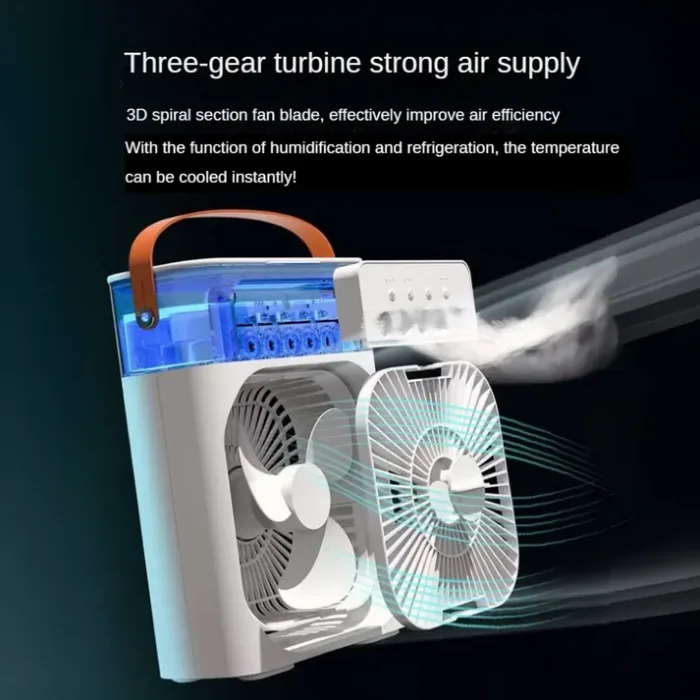 3 in 1 Portable Air Cooler Humidifier Mist Fan Mini and Night Light - Image 3