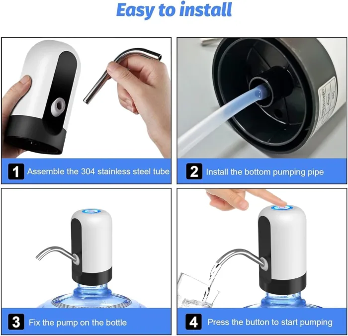 Water Table Pump Rechargeable, Water Dispenser for 5 Gallon Bottle Bottom Loading, Portable USB Charging Automatic Drinking Mini Water Jug Dispenser, for Camping, Kitchen - Image 4