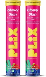 PLIX Glowy Skin 500mg Glutathione Supplement with Hyaluronic Acid, Vitamin C, E & Berries | 30 Effervescent Tablets, Strawberry Flavor