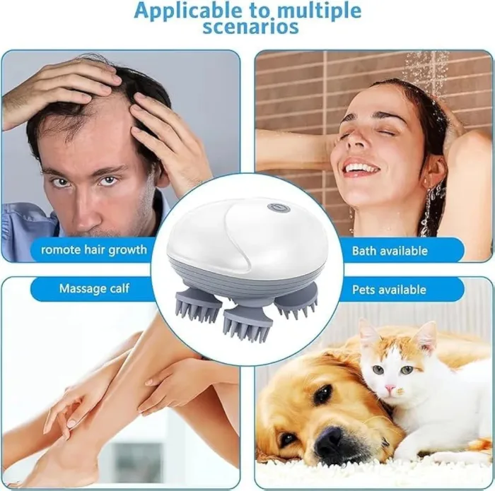 Scalp Massager, Rechargeable Electric Head Kneading Massager, 3 Speed Modes, Handheld Portable Head Scratcher Massage Machine for Hair Growth, Deep Clean & Stress Relax - Image 5