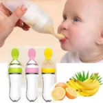 Baby Silicone Squeeze Feeding Bottle with Spoon - Image 3