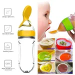 Baby Silicone Squeeze Feeding Bottle with Spoon