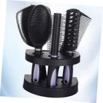 5pcs Mirror hair comb set of 5 hair brush comb hair coloring static Professional Hair Salon Hair And Mirror Kits Storage Stand purple major brush set Miss