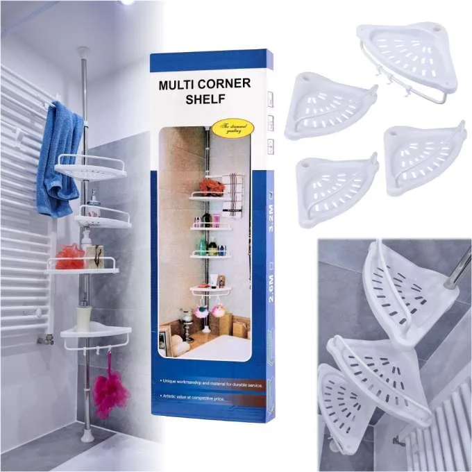 2026/01/1001361789.webp Bathroom Multi Corner Shelf High Durable 4 Layer Kitchen / Bathroom Corner Shelf – Stainless and Height Extendable - Image 1